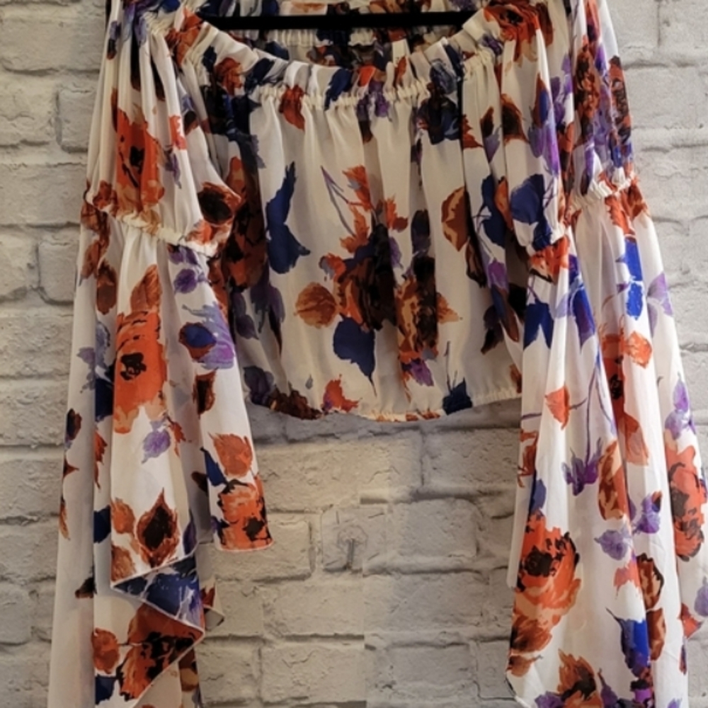 Truth Floral Off-Shoulder Crop Top - Multicolor